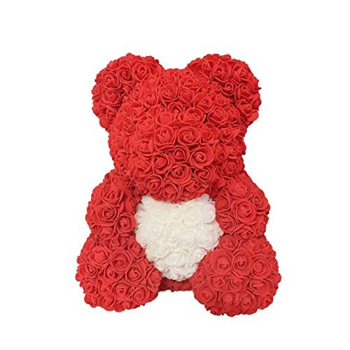 Orsetto rose teddy bear 25cm rosso con cuore bianco